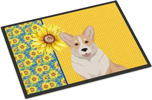 Miniatura 115 de Caroline's Treasures WDK5313MAT Airedale Terrier - Tapete para puerta delantera de 18 x 27 pulgadas, diseño de girasoles de verano, para entrada