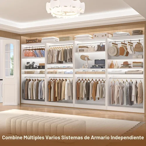 Miniatura 2 de Unikito Sistema de armario independiente de 3 pies con 2 varillas para colgar y estante ajustable, sistema organizador de armario de madera de 36