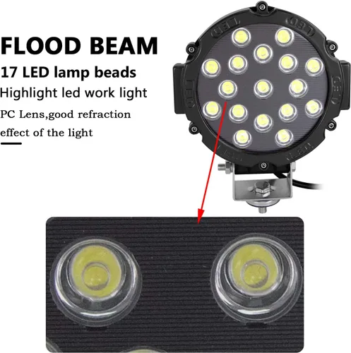 Miniatura 2 de AUXTINGS 2 piezas 7 pulgadas 36 W inundación Led barra de luz fuera de carretera lámpara de conducción para Jeep ATV SUV mina barco fuera