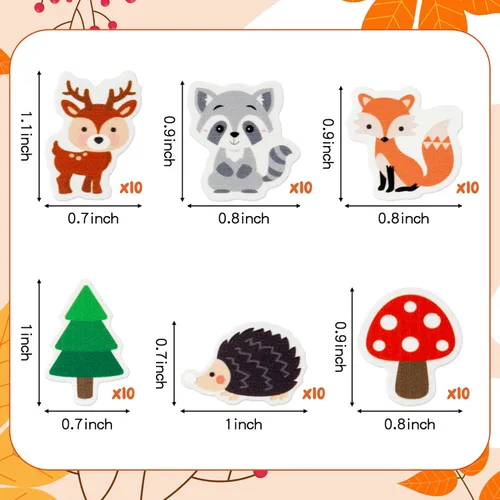 Miniatura 2 de Yopyame 60 piezas de borrador de animales del bosque para niños, surtido a granel, borrador de lápices novedosos, lindos borradores de rompecabezas