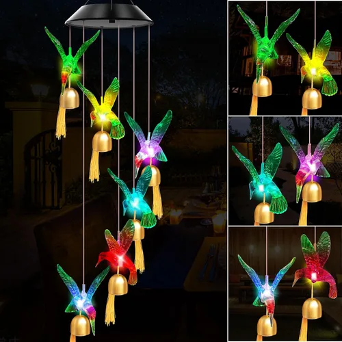 Miniatura 10 de Campanillas de viento solares para exteriores, luces que cambian de color, regalo para mujeres, mamá, abuela, hermana, mejores regalos, campanillas