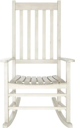 Blanco Lavado Gris Acacia Madera Mecedora Bohemia Ecléctica Country Respaldo