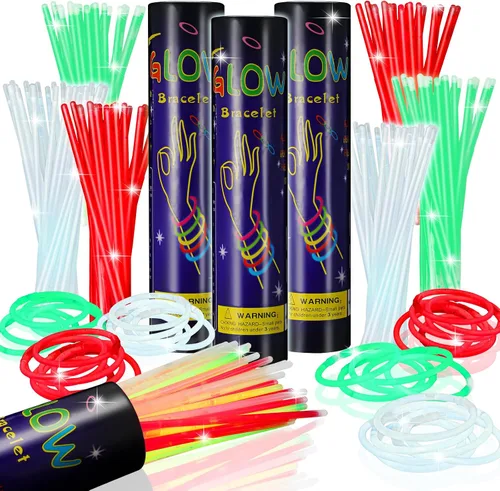 Miniatura 10 de Hanaive - 300 varillas luminosas a granel de 8 pulgadas que brillan en la oscuridad, regalos de fiesta de neón y collar con conectores