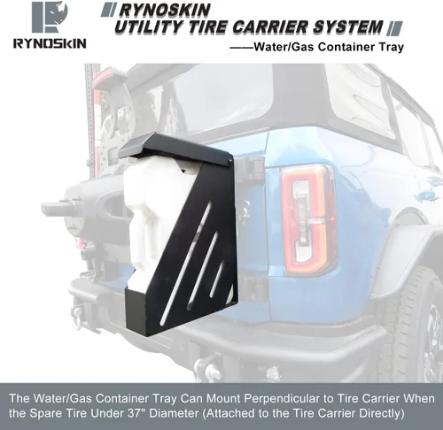 Miniatura 2 de RYNOSKIN Soporte para lata de gas compatible con Ford Bronco 2021-2026, bandeja de contenedor de agua y gas, soporte para latas de gas, textura