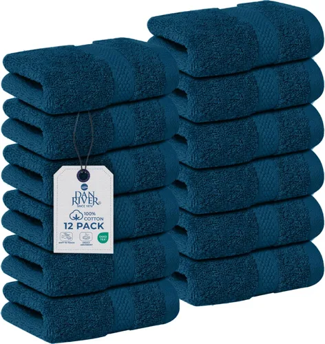 Miniatura 21 de DAN RIVER Paquete de 12 toallas faciales 100% algodón de alta calidad para baño, paños reutilizables para ducharse, 12 x 12 pulgadas, paños de lujo