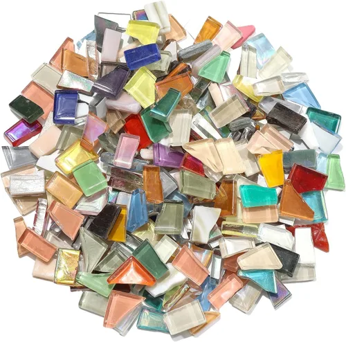 Azulejos de mosaico de vidrio de mosaico irregular de color mixto, 10.58 oz de mosaico DIY, conjunto de mosaico para adultos, suministros de Colores