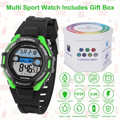 Miniatura 4 de Kids Digital Watch for Boys Girls, Waterproof LED Colorful Lights Sports Watch Suitable for 5-17 Years Old Teenagers (with Gift Box)
