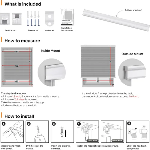Miniatura 6 de LazBlinds - Persianas celulares sin cuerda, persianas de panal con filtrado de luz de 1.5 pulgadas de celda, persianas con aislamiento térmico
