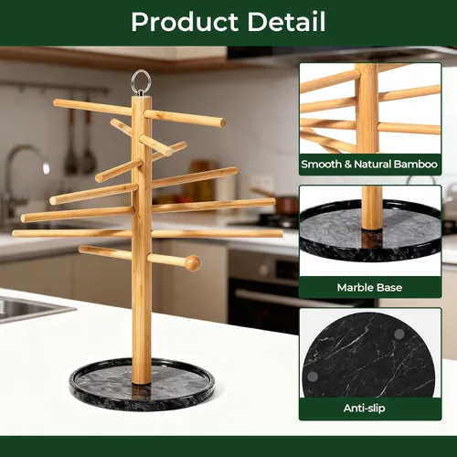 Miniatura 6 de Rejilla de secado de pasta plegable con varita de transferencia y 7 barras, fácil de transferir para secar pasta y cocinar, diseño de suspensión