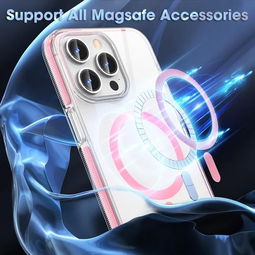 Miniatura 2 de MATEPROX Fundas magnéticas transparentes para iPhone 15 Pro Max, compatibles con MagSafe, transparente, a prueba de golpes, delgada, a prueba