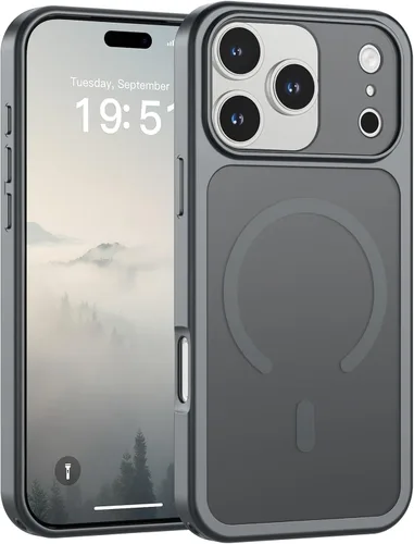 Miniatura 55 de SUPFINE Funda magnética para iPhone 11 Pro Max (compatible con MagSafe) (protección contra caídas de grado militar), delgada, translúcida mate, a