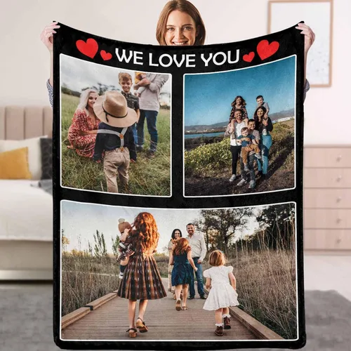 Miniatura 11 de YESCUSTOM Manta personalizada de collage de fotos para mejor amiga o mejor amiga, mantas con imagen personalizada con texto en inglés "To My