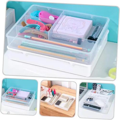 Miniatura 9 de Tofficu Caja de almacenamiento de 2 compartimentos para cubiertos, organizador de pinceles de tocador, organizador de escritorio y accesorios