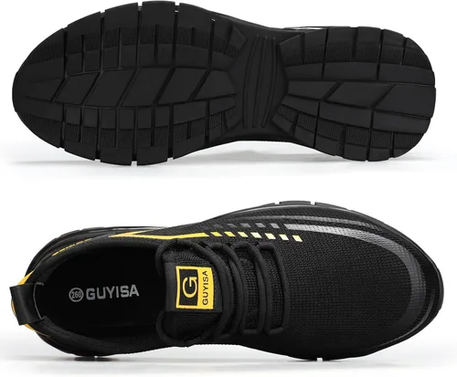 Miniatura 9 de GLANOUDUN Zapatos con punta de acero para hombre, zapatos de trabajo para hombres, zapatos de seguridad ligeros y cómodos, puntera de acero, zapatos
