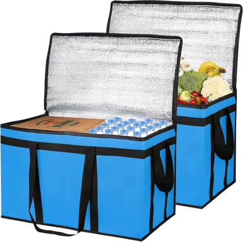 Miniatura 14 de Bodaon Paquete de 2 bolsas grandes aisladas para entrega de alimentos, XXXL para compras de comestibles/catering/pizza, bolsa de entrega de viaje