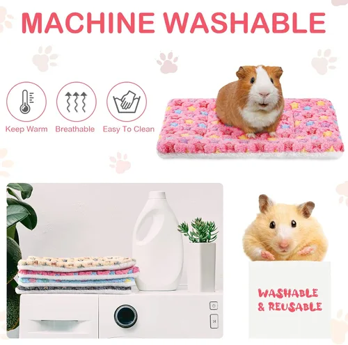 Miniatura 6 de Tuanse Paquete de 4 alfombrillas de cama de conejillo de indias, ropa de cama de conejo para todas las estaciones, almohadilla de cama de forro