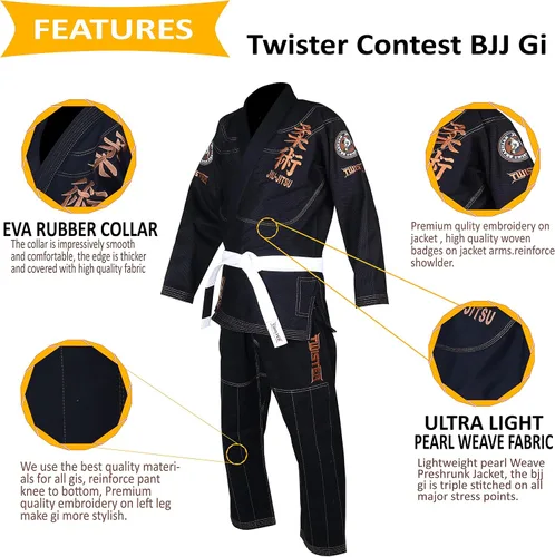 Miniatura 2 de Twister Concurso brasileño Jiu Jitsu Gi Uniforme de Jiu Jitsu BJJ Gi Tela ligera preencogida Viene con cinturón gratis