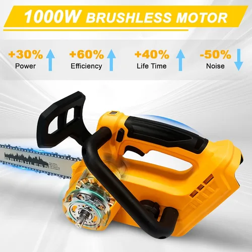 Miniatura 5 de Motosierra eléctrica inalámbrica, motosierra de 12 pulgadas para batería Makita de 18 V, incluye 2 baterías de 4000 mAh y cargador, sierra de cadena