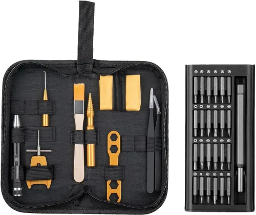 QUA'ANNYU Fishing Reel Maintenance Kit, Professional Fishing Reel Care & Repair Tool Set with 24/30/38-in-1 Screwdriver Set Oro+Destornillador manual