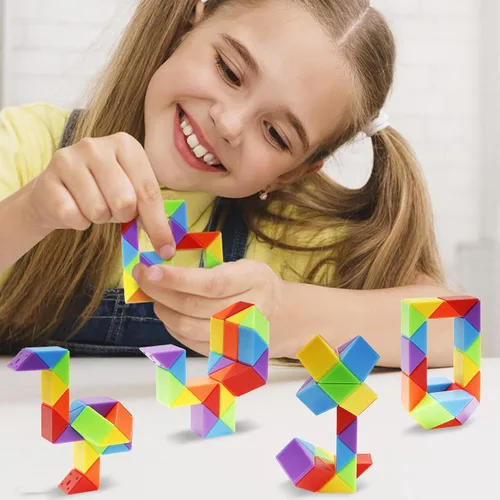 Miniatura 4 de Paquete de 30 cubos medianos de serpiente para ansiedad, juguetes para la ansiedad para niños, juguetes de caja del tesoro para el aula