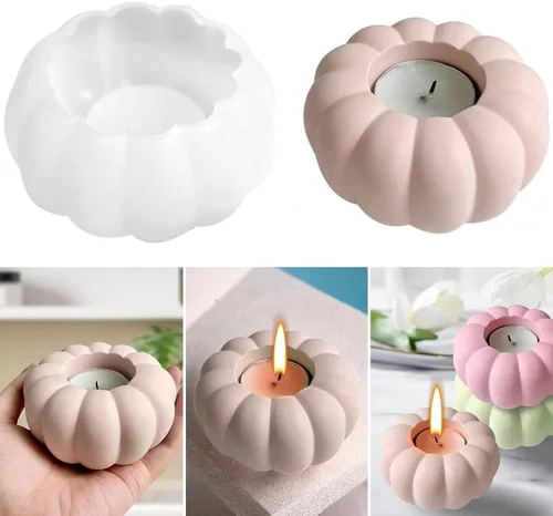 Miniatura 6 de Moldes de silicona para tarro de vela, moldes de hormigón de silicona de calabaza para hacer yeso epoxi UV, caja de almacenamiento de hormigón