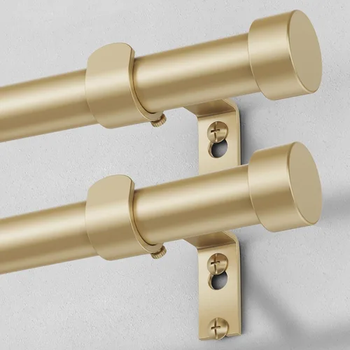 Miniatura 17 de VOIIY - Barras de cortina doradas para ventanas, 1 pulgada de diámetro, con remates de tapa en extremos, estilo moderno, 36 a 88 pulgadas Oro