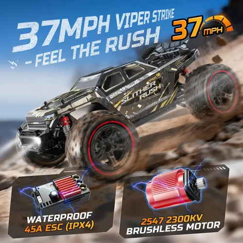 Miniatura 3 de DEERC 209E 1:10 Camión de control remoto rápido sin escobillas RC para adultos y niños, velocidad alta de más de 37 mph, 4WD todo terreno con 2