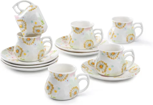Miniatura 10 de GuangYang Juego de 6 tazas de espresso de 2.5 onzas, lindo patrón de cactus