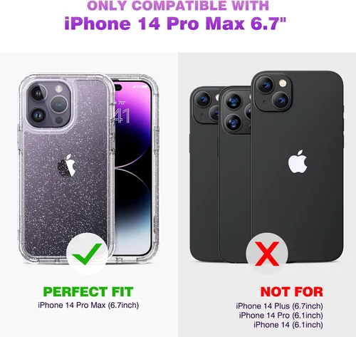 Miniatura 7 de Diaclara - Funda diseñada para iPhone 14 Pro Max de 6.7 pulgadas, resistente, con protector de pantalla sensible al tacto y antiarañazos + protector