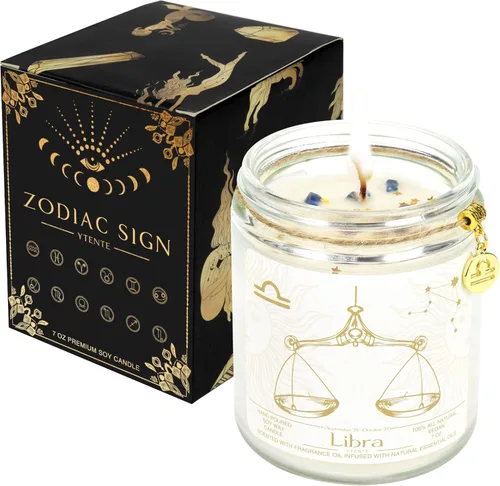 Miniatura 15 de Regalo de velas de signo del zodiaco Sagitario, tarro de velas de cristales del signo del zodiaco, astrología con aroma a lavanda, velas de soja