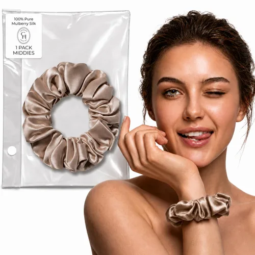 Miniatura 13 de SUNDAYSILKS™ - Lujosos coleteros de seda de morera para mujeres y niñas Coleteros antideslizantes y sedosos para el cabello natural, rizado, fino