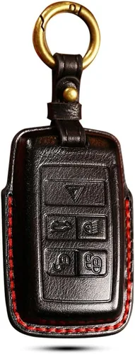 SANRILY Funda de piel auténtica hecha a mano para llavero Land Rover 2021 2020 Range Evoque Sport y Jaguar Key Fob sin llave completa con llavero