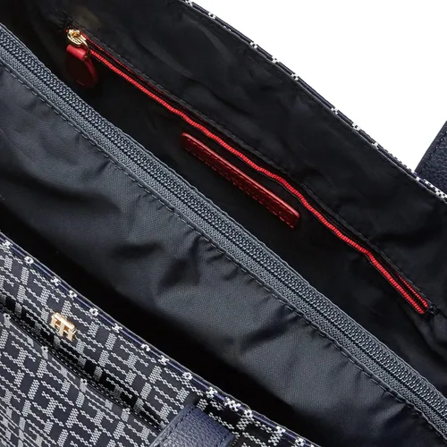 Miniatura 5 de Tommy Hilfiger Lynn II - Bolsa cuadrada con monograma jacquard azul marinoblanco, talla única