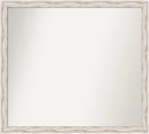 Miniatura 405 de Amanti Art Espejo de baño blanco para sobre el fregadero, 30 x 35 pulgadas, espejo de tocador rectangular estrecho de Eva de oro blanco, marco