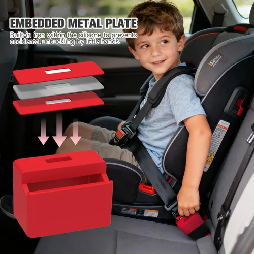 Miniatura 3 de Morlike - Cerradura de seguridad de silicona con hebilla segura para cinturón de seguridad Mantén a los niños seguros en el asiento del automóvil
