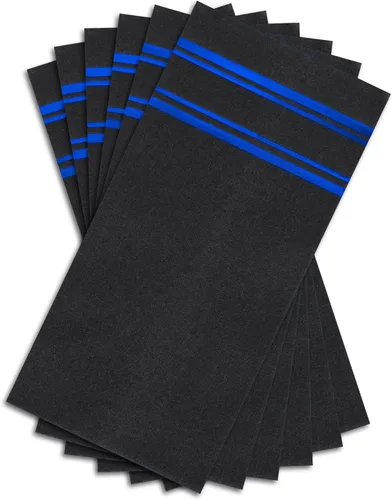 Servilletas desechables de color azul oscuro brillante sobre negro, se siente como lino, papel suave de pulpa esponjosa, paquete de 50, 8.5 x 4