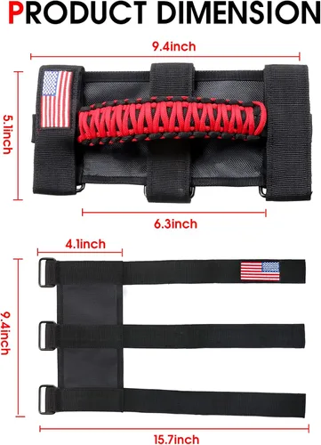 Miniatura 9 de Asas de Agarre de Barra Antivuelco para Jeep Wrangler CJ YJ TJ JK JL Gladiator JT 1955-2025 2.0"-4.0" Jaula Antivuelco Mango de Agarre de Paracord 2