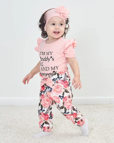Miniatura 16 de SUNNY PIGGY Ropa para bebé recién nacida, con volantes, mameluco de algodón floral, conjunto de pantalones de algodón para niñas