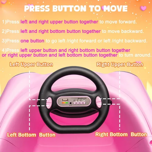 Miniatura 5 de Coche eléctrico de 12 V con batería dual para niños, con control remoto, giro de 360 grados, función de balancín de varilla, 3 velocidades, coche