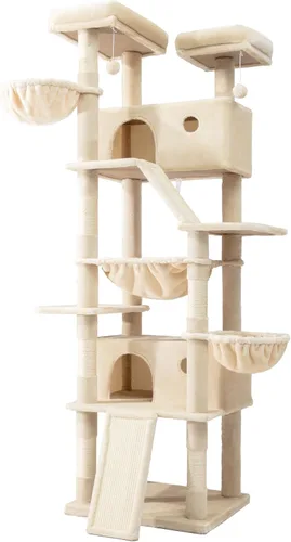 Miniatura 9 de SHA CERLIN Torre de árbol para gatos de varios niveles de 81 pulgadas de alto para gatitos de interior/muebles de condominio para gatos más grandes