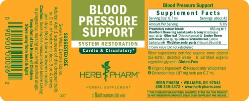Miniatura 8 de Herb Pharm Fórmula líquida de apoyo para la presión arterial para los sistemas cardiovascular y circulatorio, 1 onza