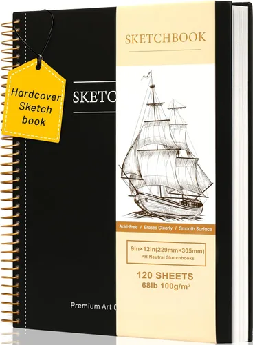 Miniatura 17 de Yoment Cuaderno de bocetos de 5.5 x 8.5 pulgadas, pequeño cuaderno de bocetos para dibujar, 100 hojas (68 libras/100 gsm) bloc de bocetos en espiral