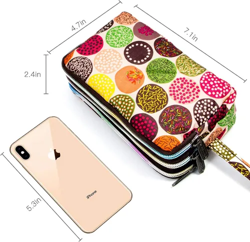 Miniatura 4 de BIAOTIE Cartera de pulsera de gran capacidad, Bolso de mano de nailon impreso impermeable para mujer