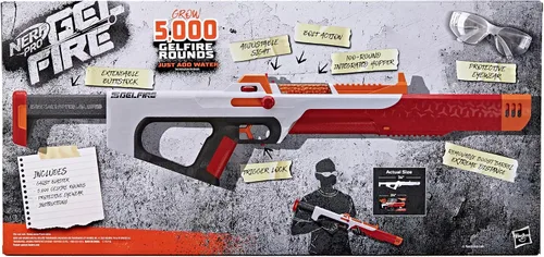 Miniatura 13 de Pistola Nerf Pro Gelfire Ghost de acción de proyectiles, cañón de impulso extraíble, 5000 rondas de gel, tolva integrada de 100 rondas, gafas