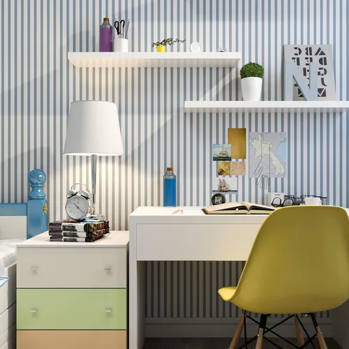 Miniatura 6 de Cohoo Home Papel tapiz a rayas para despegar y pegar, papel de contacto bohemio para gabinetes, rayas grises y blancas, papel tapiz moderno