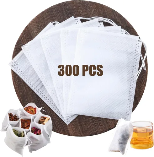 300 bolsas de té desechables para té de hojas sueltas, bolsas de filtro de té vacías con cordón, bolsitas infusoras de té rellenables adecuadas para