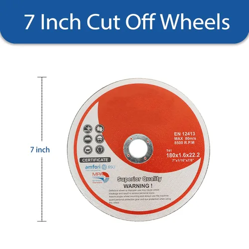 Miniatura 2 de Paquete de 100 ruedas de corte de 7 pulgadas para discos de corte de metal y acero inoxidable para amoladoras angulares de 7 x 1/16 x 7/8 pulgadas