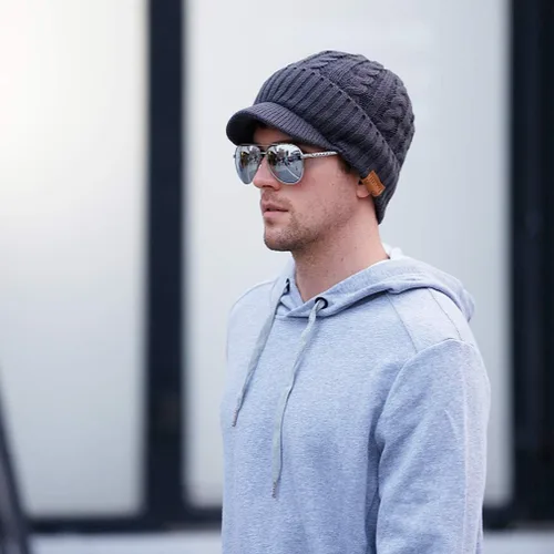 Miniatura 2 de FORBUSITE Gorro de punto para hombre con visera para invierno y mujer gorro grueso con ala
