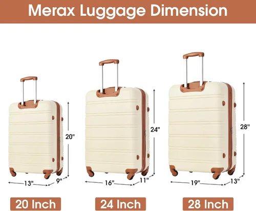 Miniatura 619 de Merax Juegos de equipaje de mano en maleta aprobada por aerolíneas, estuche rígido con ruedas giratorias expandibles, Negro