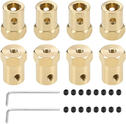 Miniatura 7 de uxcell Acoplador hexagonal de 0.236 in con eje hexagonal de latón con eje de latón conector flexible para ruedas de coche, neumáticos, motor de eje
